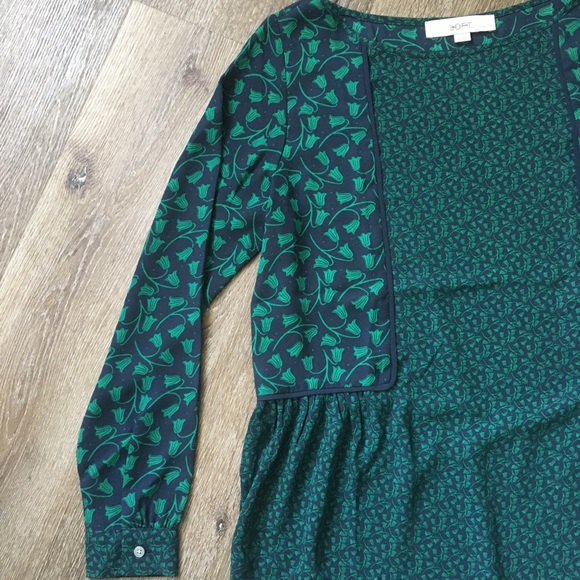 Ann Taylor LOFT blouse, green floral print, S - Picture 10 of 11